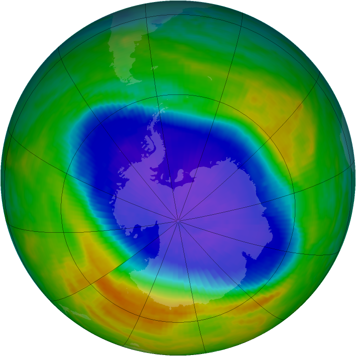 Antarctic ozone map for 11 October 1990